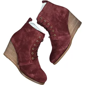 Diba Blake Suede Bootie Burgundy Lace Up Wedge Ankle Boots Women Size 8.5‎ thumbnail 1