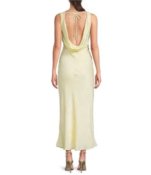 Floral Printed Jacquard V-Neck Drape Back Midi Dress thumbnail 2