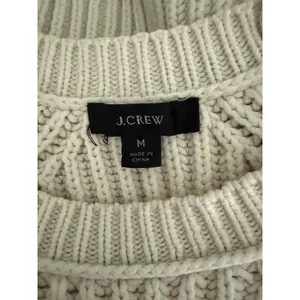 J.Crew Chunky Ribbed Crewneck Long Sleeve Pullover Sweater Stretch M Cream thumbnail 8