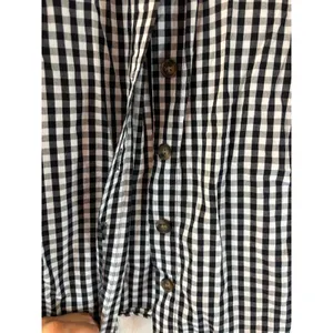 Who What Wear Gingham Puff Sleeve Button Down Blouse Black White Checkered Med. thumbnail 3