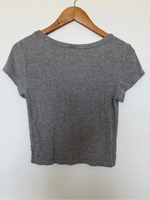 Love Charm Classic Scoop Neck Gray Women's Top thumbnail 4