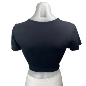 Aritzia Babaton Contour Black Crewneck Short Sleeve Crop Tee T-shirt Top Size M thumbnail 2