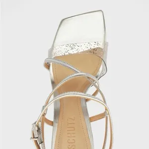 NEW Schutz Women’s Aisha Metallic Ankle-Strap Sandals Crystal Prata Silver thumbnail 8