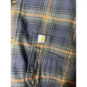 Carhartt Relaxed Fit Plaid‎ Cropped Long Sleeve Button Down Shirt Size XL thumbnail 5