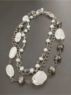 Vintage Sterling Silver Quartz Triple Strand Handmade Bracelet thumbnail 4