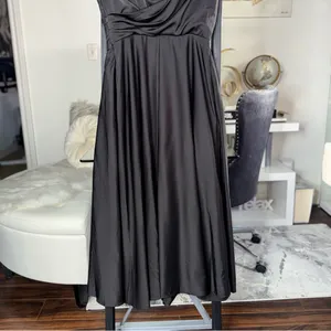 Sau Lee Black Satin Lace Bodice Drape Midi Dress Womens Size US 8 New NWT thumbnail 11