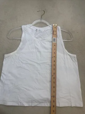 Laslulu White Crop Tops Sleeveless Workout Tank Top Racerback Cropped Flowy M thumbnail 7