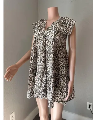 Thml Smock Baby Doll Cheetah Leopard Summer Size Small Dress With Pockets #93 thumbnail 2