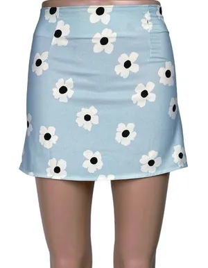 Princess Polly Light Blue Multi Daisy Floral Print Straight Pencil Mini Skirt 0 thumbnail 1
