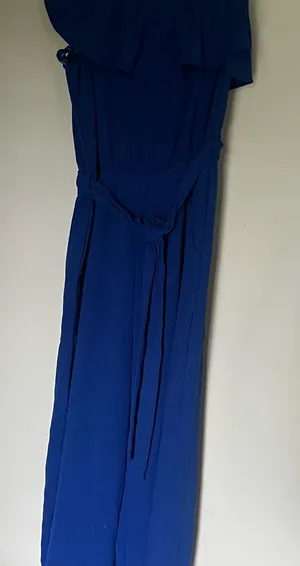 Monteau Cobalt Blue One-Shoulder Maxi Dress with Waist Tie thumbnail 1