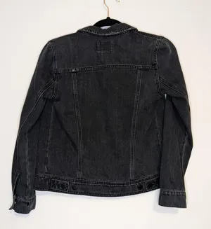 old navy distressed black denim jacket  thumbnail 7