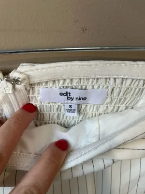 Strapless Pinstripe Dress White thumbnail 3
