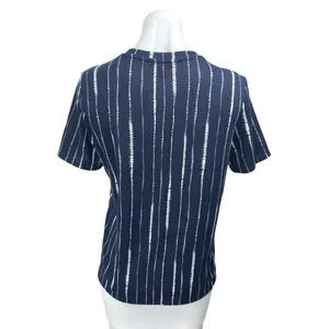 Banana Republic Blue Knit Striped Short Sleeve Crew Neck Blouse T Shirt Top Sz S thumbnail 2