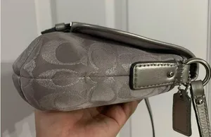 COACH Gray Silver Signature Canvas Crossbody thumbnail 5