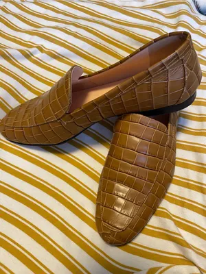 J. Crew Brown Croc-Embossed Leather Slip-On Loafers thumbnail 5