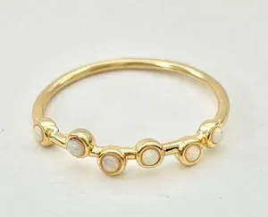 Five and Two New  Scattered Opal Gold Tone Serena Stacking Ring Size 6 thumbnail 3