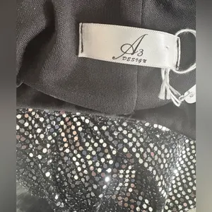 A3 Design Black Sequin Strapless Mini Dress Silver Size M thumbnail 3