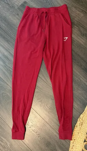 Gymshark Burgundy Joggers with Logo medium thumbnail 1