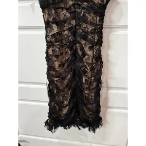 Lulus Black Lace Ruched‎ Bodycon Mini Dress Tie Straps XS Coquette Goth Y2K thumbnail 8