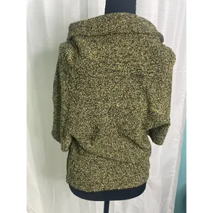 On Fire cowl neck‎ size medium Woman's short sleeve yellow black Sweater thumbnail 3