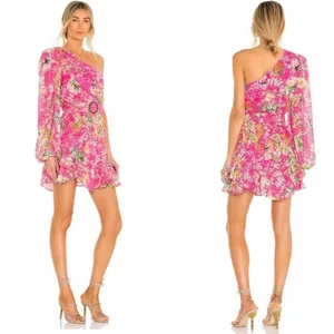 Hemant and Nandita Miyu Pink One Shoulder Mini Dress thumbnail 2