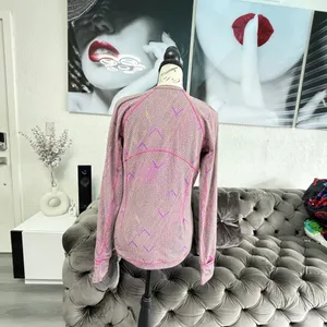 Lululemon Swiftly Tech Long Sleeve Crew Shirt Chevron Knit Purple Yellow Size 6 thumbnail 10