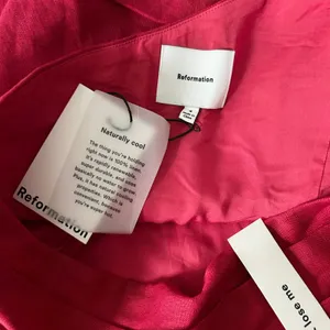 NEW Reformation Ciro One Shoulder Mini Dress 100% Linen Lipstick Red Size 4 thumbnail 5
