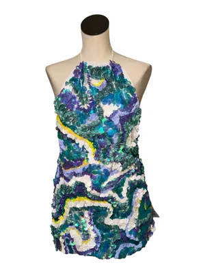 NWT ASOS DESIGN halter embellished mini dress with swirl design sz-6 thumbnail 3
