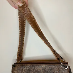 WRANGLER Floral Embossed Fringe Hobo Shoulder Bag Cowgirl PU Leather Brown thumbnail 14