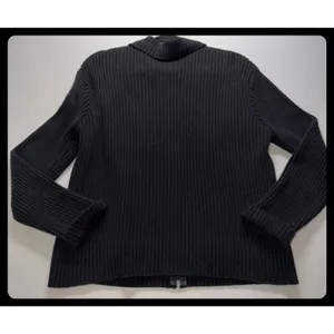 Chico's Design Jacket Women Size 2 Black Leather Suede Knit Mixed Media Coat thumbnail 5