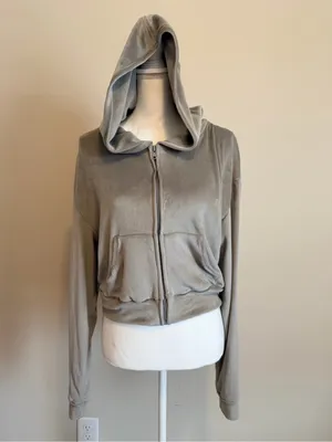 SKIMS Velour Zip Up Hoodie Jacket in Smoke size large limited edition NWOT thumbnail 7