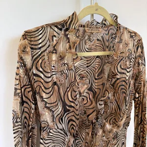 Notations Y2K Hippie Neutral Sheer Blouse Whimsygoth Party Fall Psychedelic Ruffle Medium thumbnail 2
