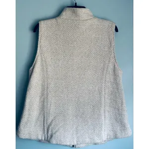 Sherpa Lined Zipper Vest Multiples Medium Cream Off White Pockets thumbnail 8