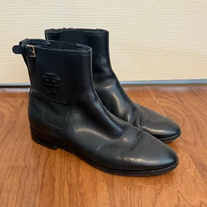 Tory Burch Wyatt Mid-Calf‎ Leather Booties Black size 10 thumbnail 2