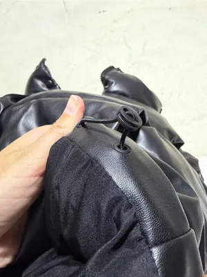 Zara Black Puffer Vest Jacket faux leather small thumbnail 9