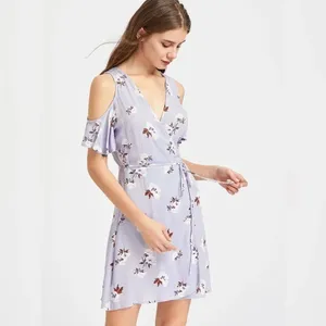 ✨Ruffle Sleeve Surplice Wrap Crinkle Floral Dress✨ thumbnail 4