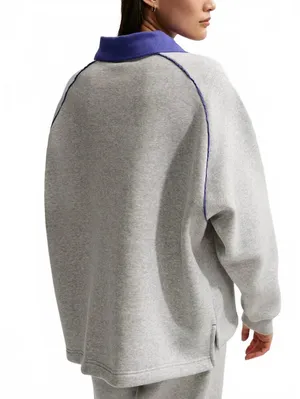 Nike Sportswear Phoenix Fleece Oversized Graphic Polo Top NWT Gray Medium thumbnail 2