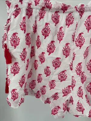 Roller Rabbit x Target side tie beach pull on White Fuchsia Floral Print shorts thumbnail 3