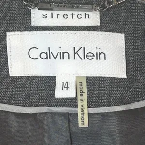 Calvin Klein Charcoal Grey Stretch Shawl Collar Open Front Blazer Size 14 Flaw thumbnail 5