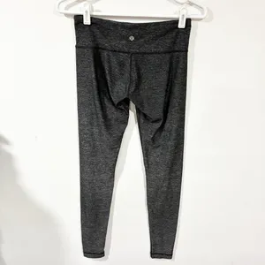 Lululemon Wunder Under 7/8 Pants Leggings Herringbone‎ Heather Gray Black Size 6 thumbnail 3