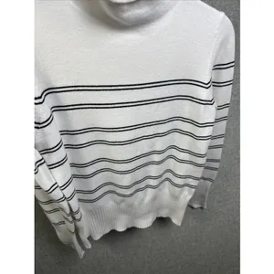 French Connection Medium Sweater Striped Mock Neck White‎ Black Long Sleeve thumbnail 11