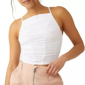 FP MOVEMENT Shirr Enough Tank Top Ruched White thumbnail 1