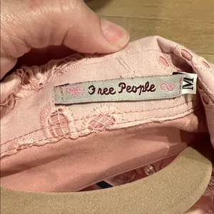 Free People Pink Floral Eyelet Blouse‎ medium thumbnail 6