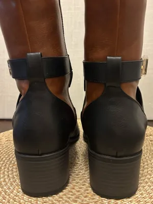 Just Fab Black and Tan Winnie Block Heel Boots | Women | Size 6.5 NWOB thumbnail 7