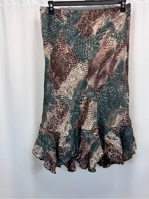 Reversible Floral Animal Midi Skirt 32” L Green Brown Fall Boho Indie Academia thumbnail 5
