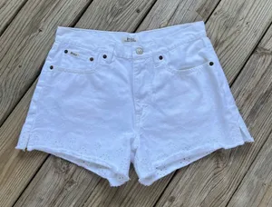 Ralph Lauren Polo Women's Sophia Eyelet Trimmed White Denim Short SIze 28 thumbnail 1
