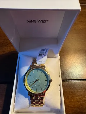 Nine West Gold-Tone Bracelet Watch with Green Face thumbnail 2