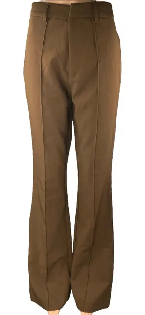 boa. Women's Brown Pintucked High Waisted Bootcut Flared Trousers Pants Size S thumbnail 1