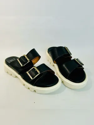 Miz Mooz Peyton Black Leather Lug Sole Platform Slide Sandals Size 39/US 8.5-9 thumbnail 6