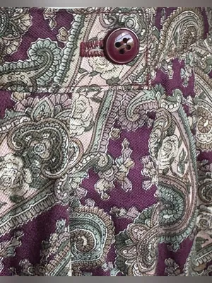 LOMBARDI INC Purple Cream Green Pleated Paisley Pockets Maxi Skirt Sz 14 thumbnail 8